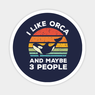 I Like Orca and Maybe 3 People, Retro Vintage Sunset with Style Old Grainy Grunge Texture Magnet